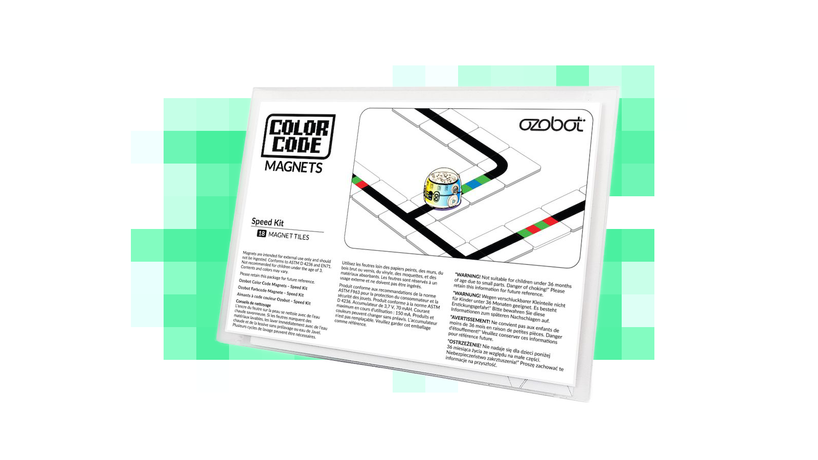 Ozobot sada magnetů s barevnými kódy pro ovládání rychlosti, 18 ks