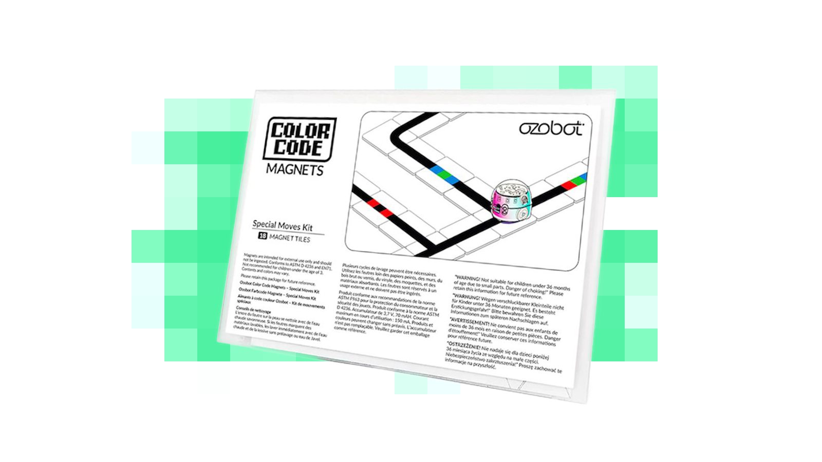Ozobot sada magnetů s barevnými kódy pro speciální pohyby, 18 ks